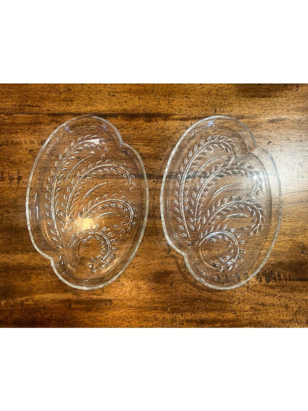 Federal Vintage Luncheon Snack Plates Homestead Pattern Clear Glass Set Of 2